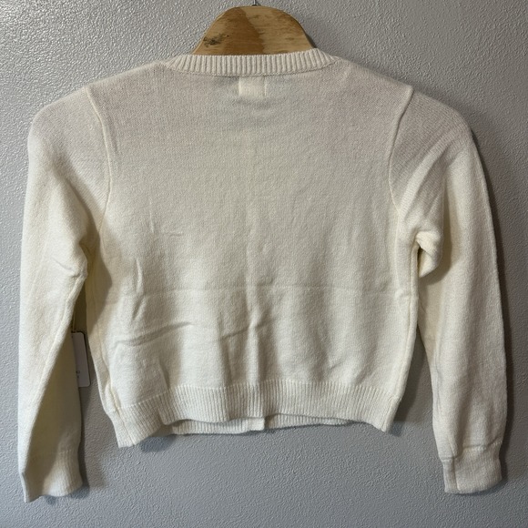 Luna Ivy Women's Size Small Ivory 3D Bows Knit Sweater Cardigan Pearl Button NWT - Picture 3 of 5